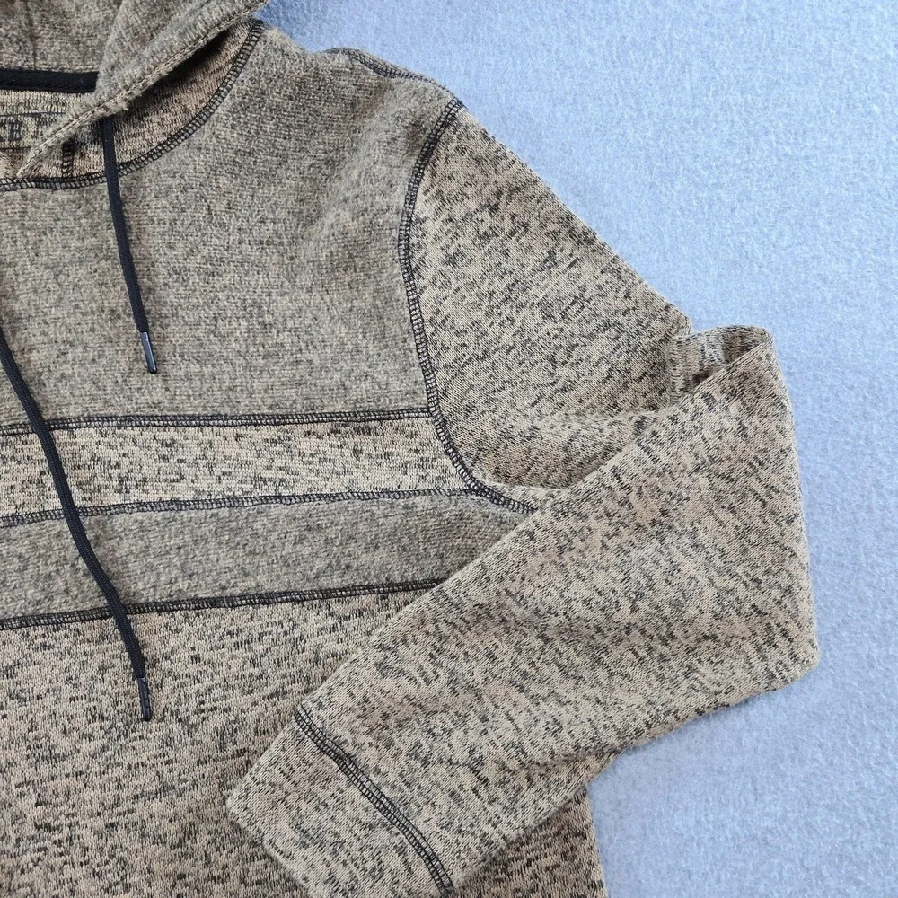 BKE‎ Hoodie Mens M Beige Pullover Hooded Pockets Tagless Fleece Striped
